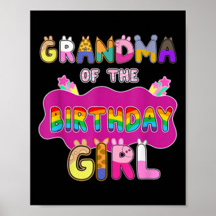 Grandma Of The Birthday Girl Family Pig Party Deco Poster