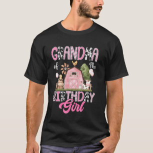 Grandma Of The Birthday Girl Farm Cow Pink 1St Bir T-Shirt