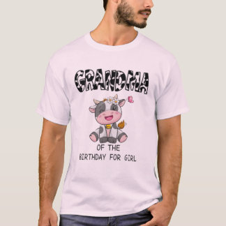 Grandma Of The Birthday Girl Farm Cow t-shirt