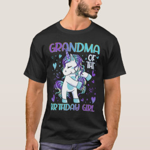 Grandma of the Birthday Girl Flossing Unicorn Gran T-Shirt