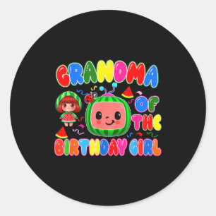 Grandma Of The Birthday Girl Melon Family Matching Classic Round Sticker