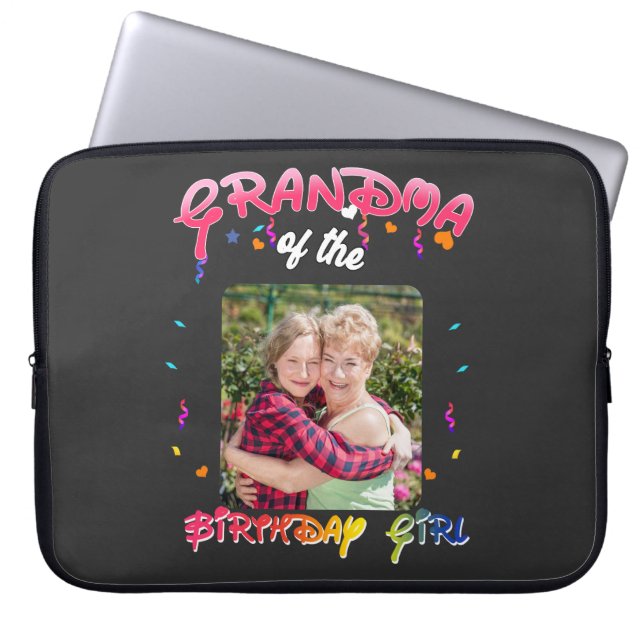 Grandma of the Birthday Girl Personalised Birthday Laptop Sleeve (Front)