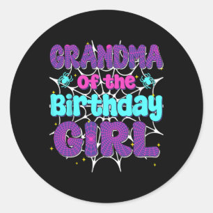 Grandma Of The Birthday Girl Spider Web Family Par Classic Round Sticker