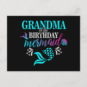 Grandma Of The Birthday Mermaid Matching Family Holiday Postcard