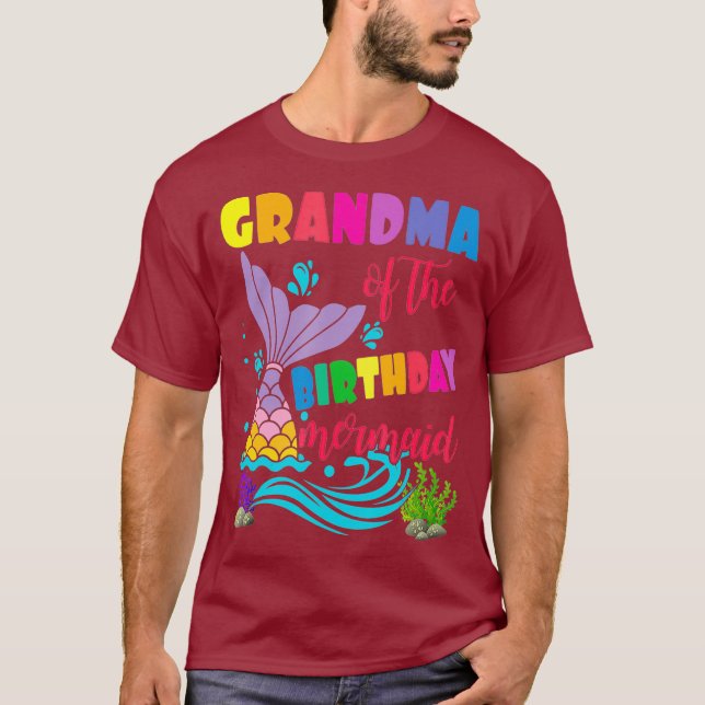 Grandma Of The Birthday Mermaid Matching Family T-Shirt (Front)