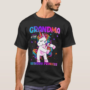 Grandma Of The Birthday Princess Flossing Unicorn T-Shirt