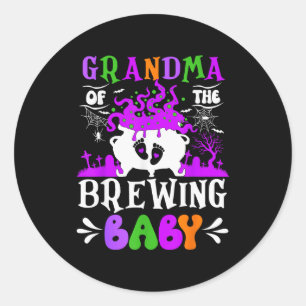Grandma Of The Brewing Baby Grandma To Be Hallowee Classic Round Sticker