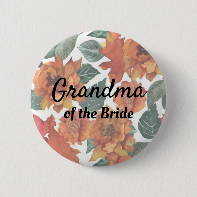 Grandma of the Bride Autumn Wedding Button (Front)