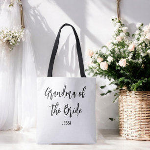 Grandma of the Bride Black White Wedding Tote Bag