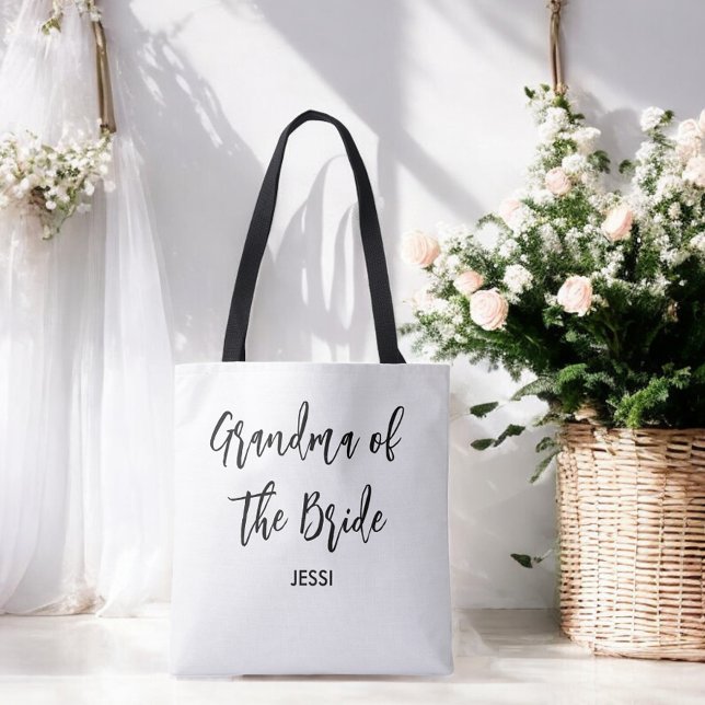 Grandma of the Bride Black White Wedding  Tote Bag (Creator Uploaded)