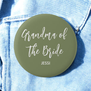 Grandma of the Bride Sage Green White 6 Cm Round Badge