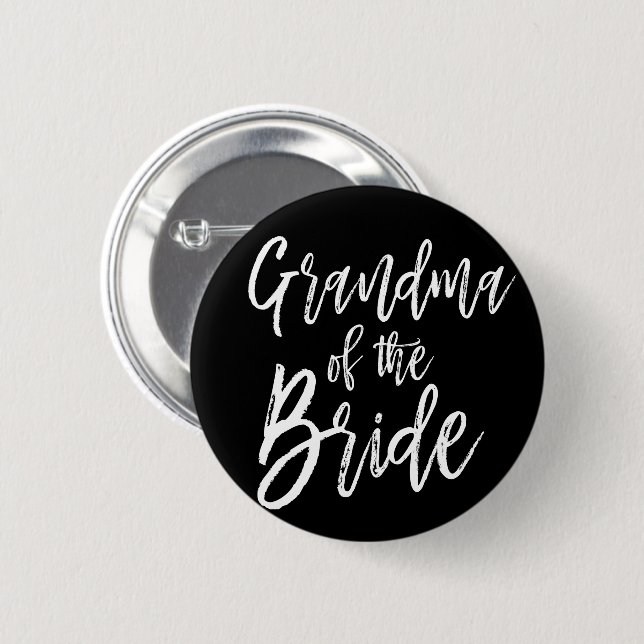 Grandma of the Bride | Script Style Wedding 6 Cm Round Badge (Front & Back)