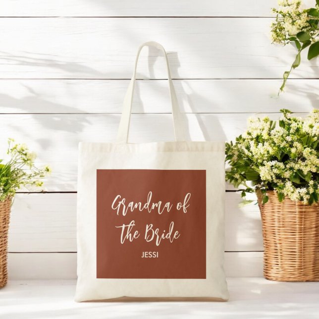 Grandma of the bride terracotta brown Tote Bag (Creator Uploaded)
