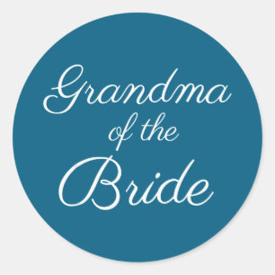Grandma of the bride wedding & bridal white classic round sticker