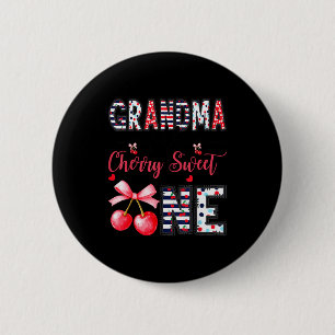 Grandma Of The Cherry Sweet One Coquette 1st Birth 6 Cm Round Badge