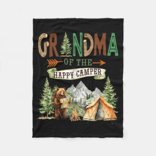 Grandma of the happy camper first birthday camping fleece blanket