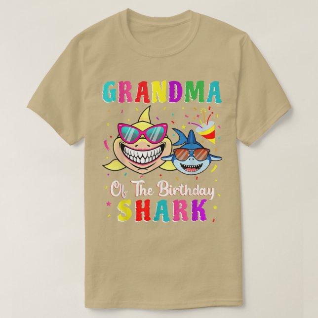 Grandma Of The Shark Birthday Family Birthday Gran T-Shirt (Design Front)