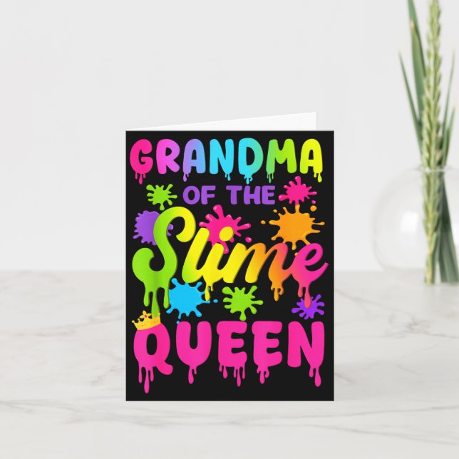 Grandma Of The Slime Queen Birthday Girl Family Pa Card (Front)
