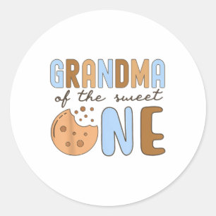 Grandma Of The Sweet One Cookies And Milk 1st Birt Classic Round Sticker