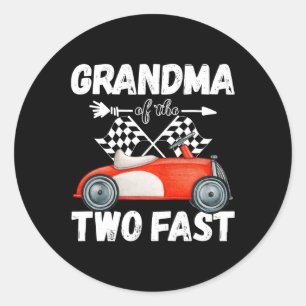 Grandma Of The Two Fast 2 Curious Birthday 2nd Lit Classic Round Sticker