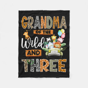 Grandma Of The Wild And Three 3rd Birthday Boy Saf Fleece Blanket