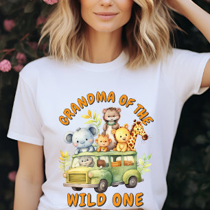 Grandma of the Wild One safari animals birthday T-Shirt