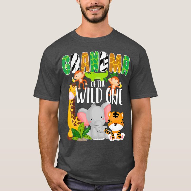 Grandma of the Wild One Zoo Theme Birthday T-Shirt (Front)