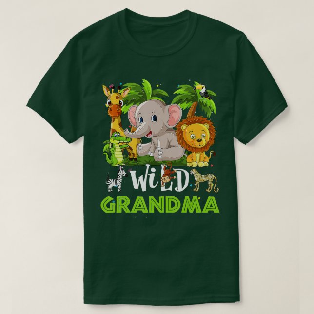 Grandma of the Wild Zoo Birthday Safari Jungle Ani T-Shirt (Design Front)