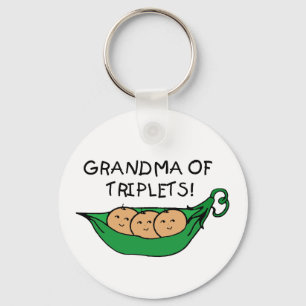 Grandma of Triplets Pod Key Ring