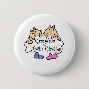 Grandma of Twin Girls 6 Cm Round Badge
