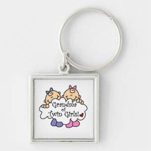 Grandma of Twin Girls Gifts Key Ring