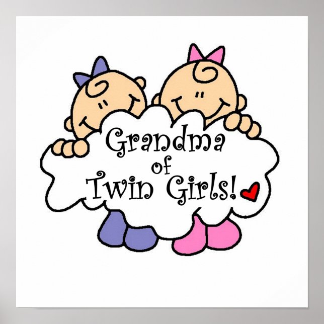Grandma of Twin Girls Gifts Poster (Front)