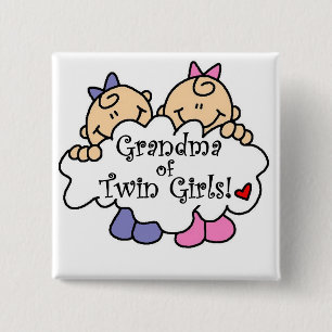 Grandma of Twin Girls Tshirts and Gifts 15 Cm Square Badge