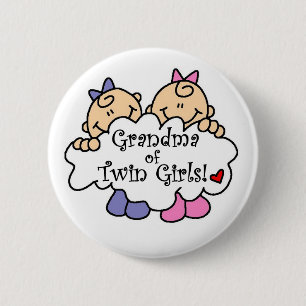 Grandma of Twin Girls Tshirts and Gifts 6 Cm Round Badge