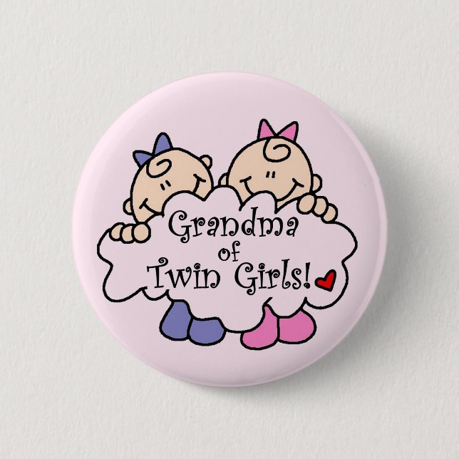 Grandma of Twin Girls Tshirts and Gifts 6 Cm Round Badge (Front)