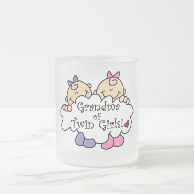 Grandma of Twin Girls Tshirts and Gifts Frosted Glass Coffee Mug (Center)