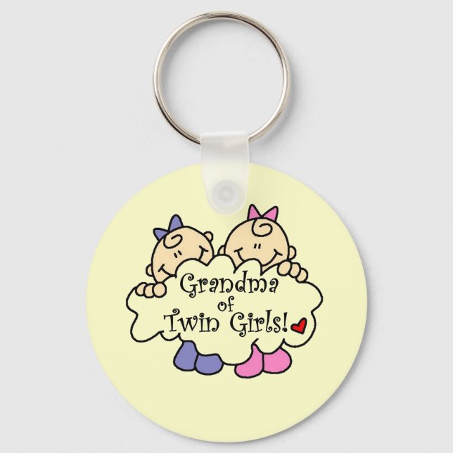 Grandma of Twin Girls Tshirts and Gifts Key Ring (Front)