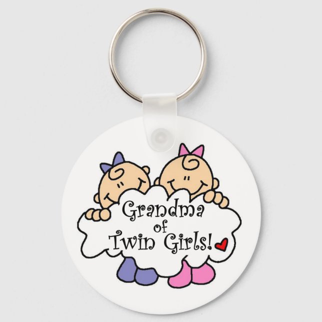 Grandma of Twin Girls Tshirts and Gifts Key Ring (Front)
