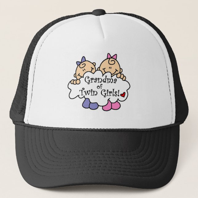 Grandma of Twin Girls Tshirts and Gifts Trucker Hat (Front)