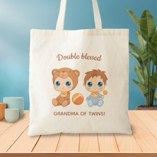 Grandma of Twins Baby Boy Bear Jumpsuit Tote Bag