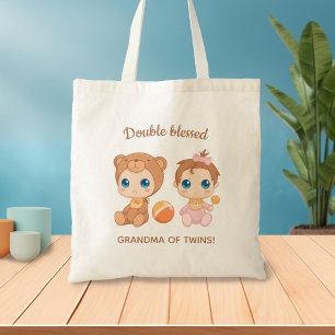 Grandma of Twins Baby Girl Bear Jumpsuit Tote Bag
