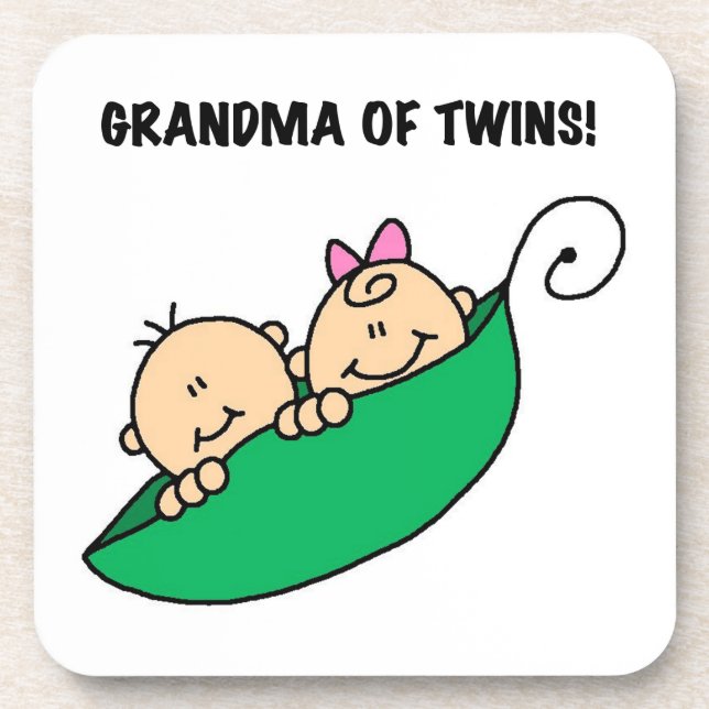 Grandma of Twins Gifts Coaster (Front)