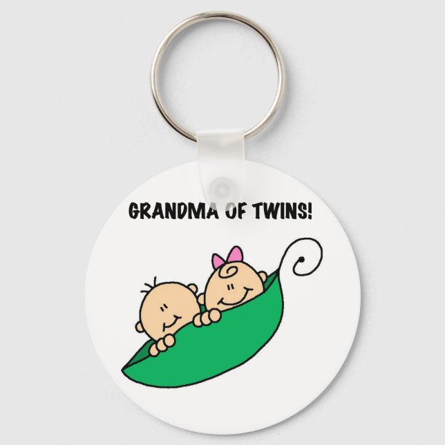 Grandma of Twins Peas in a Pod Tshirts and Gifts Key Ring (Front)