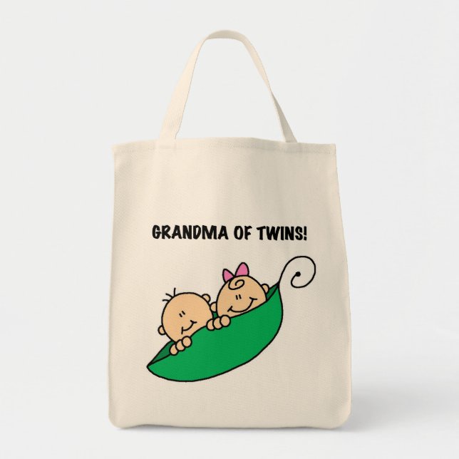 Grandma of Twins Peas in a Pod Tshirts and Gifts Tote Bag (Front)