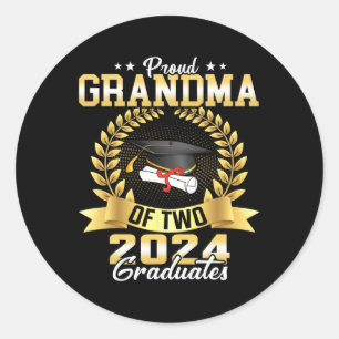 Grandma Of Two Cl 2024 Graduates Twins Graduation Classic Round Sticker