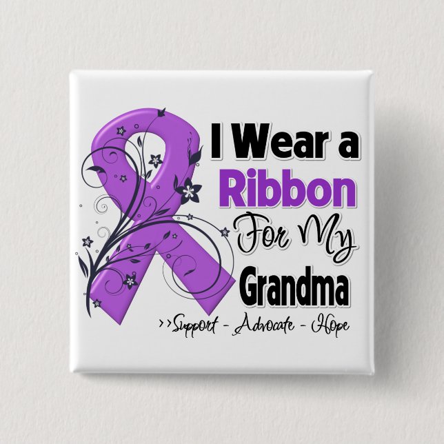 Grandma - Pancreatic Cancer Ribbon 15 Cm Square Badge (Front)