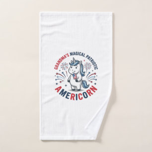 Grandma Patriotic Americorn Unicorn Shirt Design_1 Hand Towel