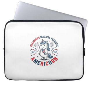 Grandma Patriotic Americorn Unicorn Shirt Design_1 Laptop Sleeve