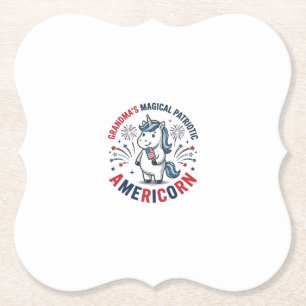 Grandma Patriotic Americorn Unicorn Shirt Design_1 Paper Coaster