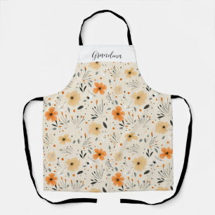 Grandma Peach Floral Apron
